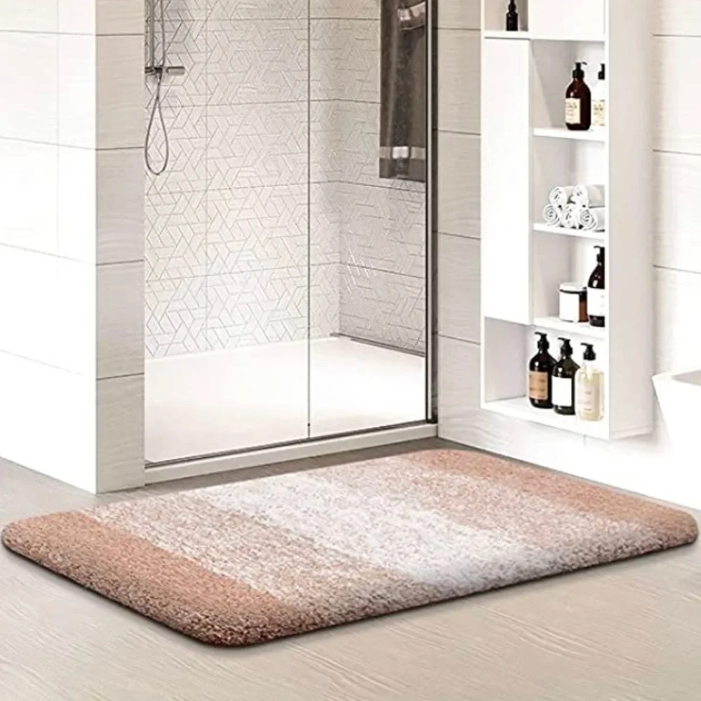 Luxury Home | Oversized Brown & Ivory Ombre Microfiber Shag Bathroom Rug